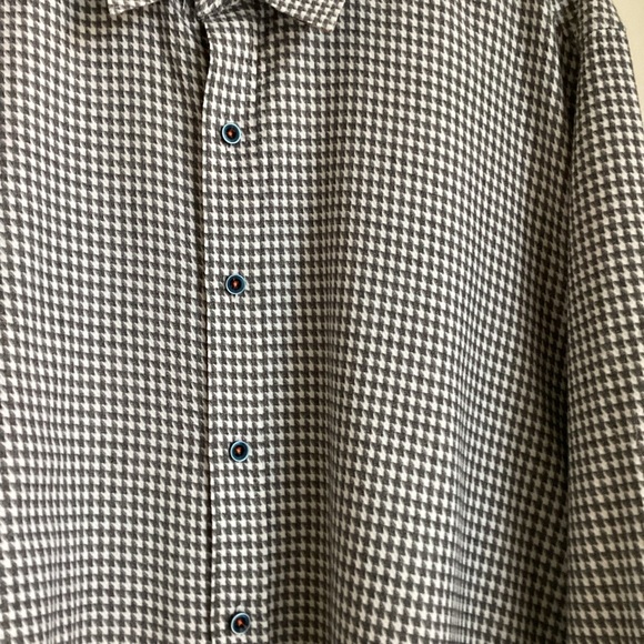 Robert Graham Shirt Mens 2XL Grey White Houndstooth Button Down Flip Cuff Preppy - Picture 2 of 16